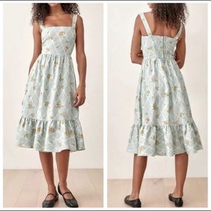 NWT Reformation Manet Linen Midi Dress